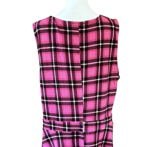 Smak Parlour 1950s Retro Pink Black Tartan Plaid Fit & Flare Dress Womens 1X/16 - Picture 9 of 11